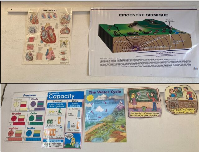 With all our rooms repainted a bright white, we wanted to crown God’s blessing by putting up a variety of posters in each room.They were given over the years by US schools and also include several on Biblical themes.